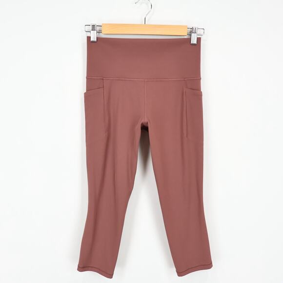 Athleta Salutation Stash Pocket II Capri Hearth Rose Brown Size Small - Picture 1 of 7